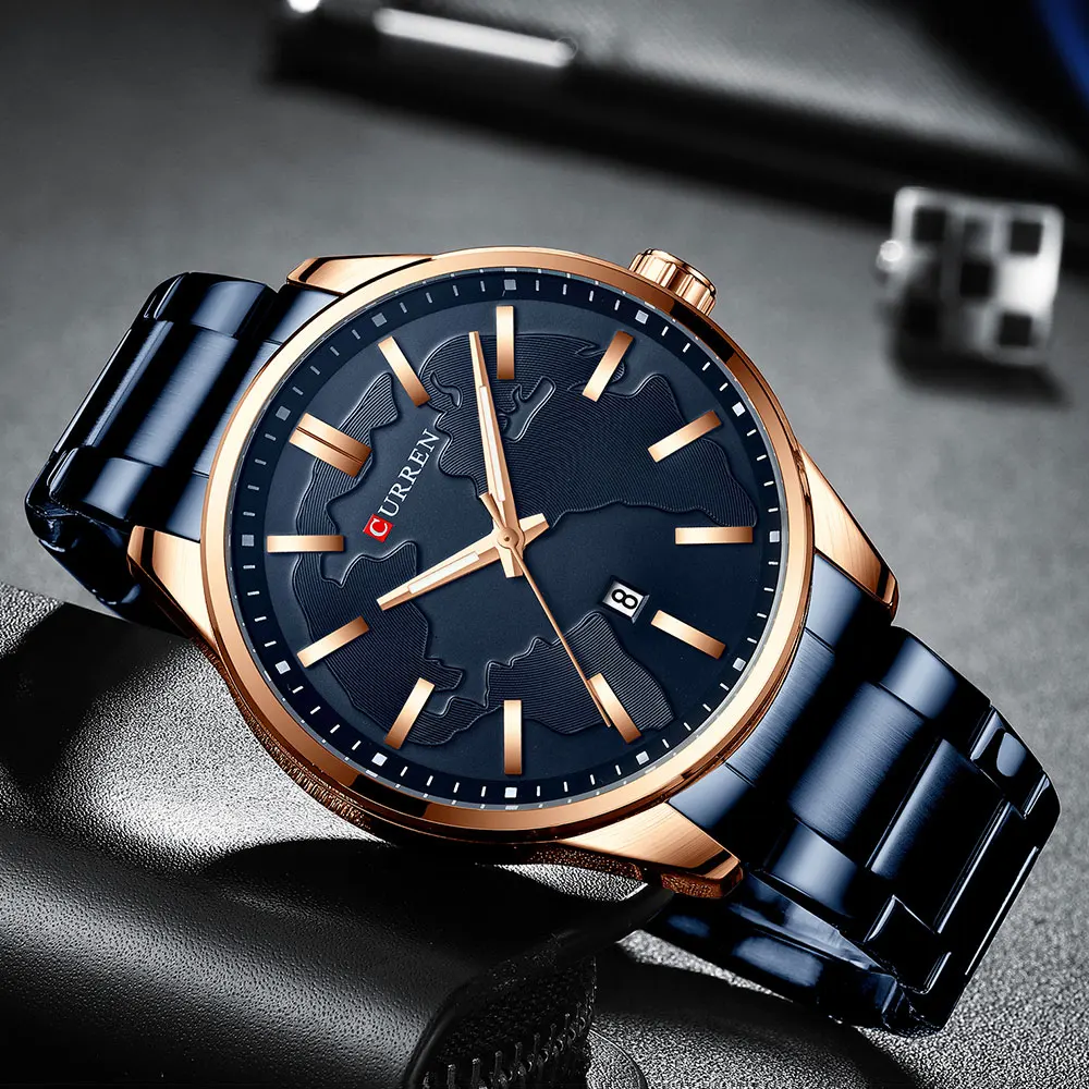 Top Fashion Brand CURREN New Quartz Watches for Men Unique Dial Business Stainless Steel Band Gentlemen's Wristwatch Clock Male