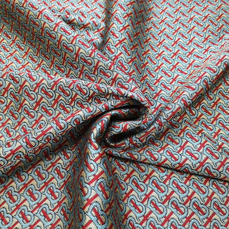 

100x145cm Letter B Print Polyester Brocade Jacquard Fabric for Woman Spring Summer Dress Skirt Coat Shorts Pants Sewing