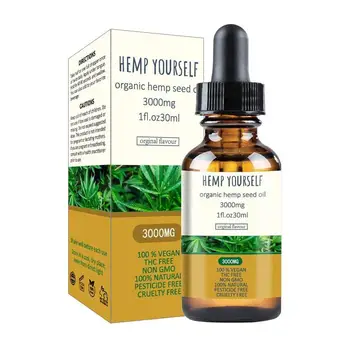 

30ml Hemp Oil 3000mg Bio-active Hemp Seed Herb Drops Pain Relief Reduce Anxiety Better Sleep Massage Oil Organic Essential Oils