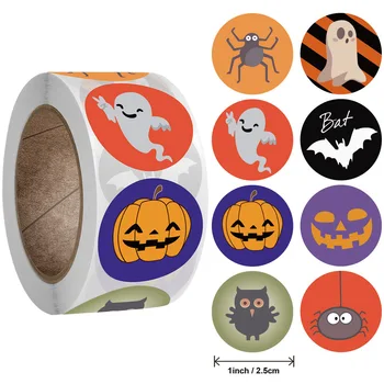 

500 PCS/Roll Christmas Halloween Stickers Envelope Gift Boxes & Bags Stickers Children Snowman Gift decorations Sticker Label