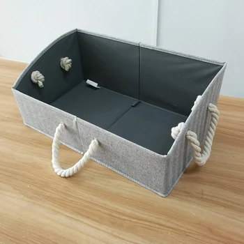 

Gray Large Trapezoidal Toy Storage Box Foldable With Cotton Thread Handle Clothing Debris Household Storage Box