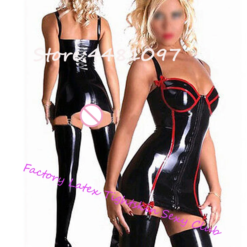 

Sexy Latex Rubber Erotic Lingerie Sets Sexy Latex Top with Garter&Leggings Catsuit Leotard Clothing Custom Made