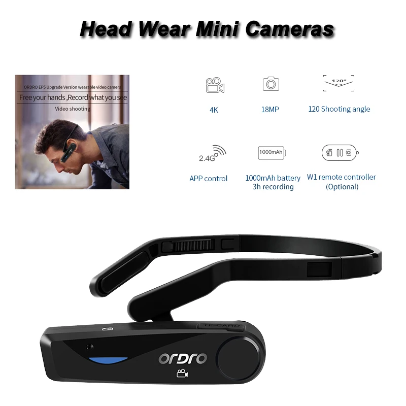 

WIFI Camera 4K digital cam 1080P HD Camcorder EP5 Head Wear Mini Camera Video Remote Control Microphone cam caneta filmadora