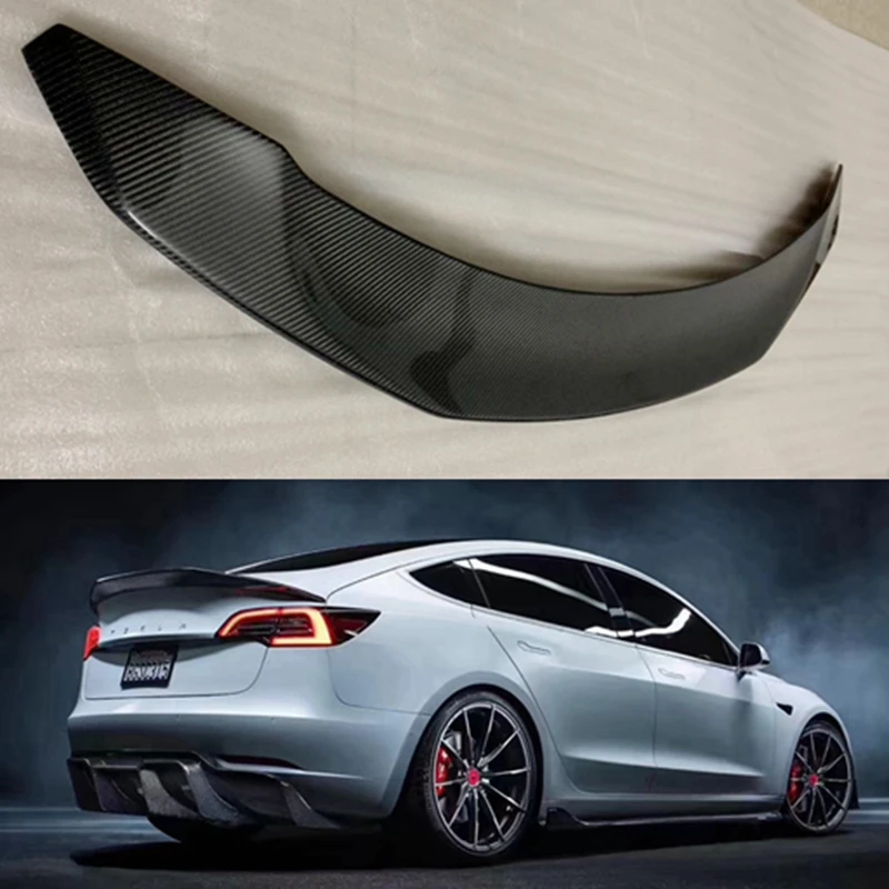 Для Tesla модель 3- задний карбоновый задний Багажник крыло спойлер задний спойлер на крыло, крышу багажник губы крышка багажника автомобиля Стайлинг
