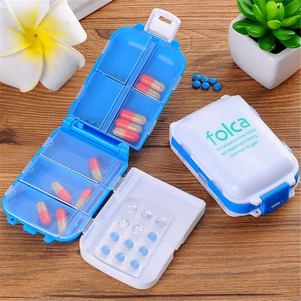 Pill Box Mini 8 Grids Medicine Tablet Week Pillbox Case Container Organizer Health Care Drug Travel Divider Portable Tool