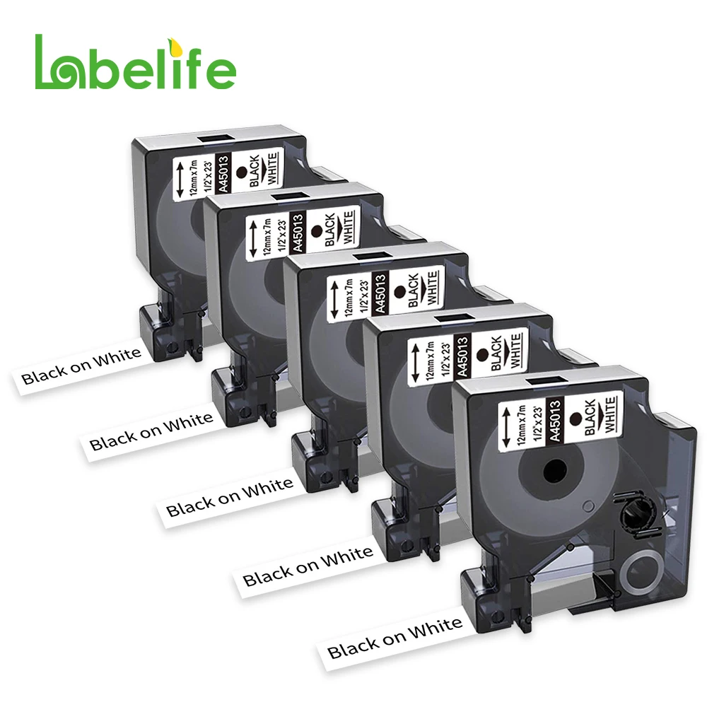

45013 Compatible Tape Dymo D1 Labels Tape 45013 S0720530 Refill Black on White Labeling Tape for Dymo LabelManager PnP 160 360D