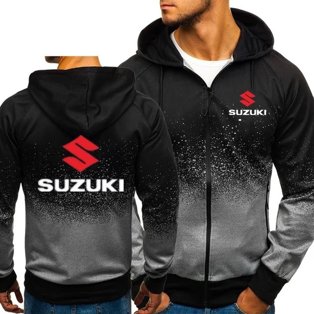 Greatest  Men 3D Gradient Motorcycle Sweatshirts for Suzuki Hoodies Zipper Pullover Cotton Jackets Coat size 