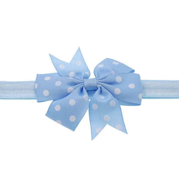 light blue Детская повязка на голову с принтом в горошек узел из лент с бантом головные повязки для волос эластичный с цветочным принтом повязка на волосы для девушек детские цветочные аксессуары для волос - Цвет: light blue