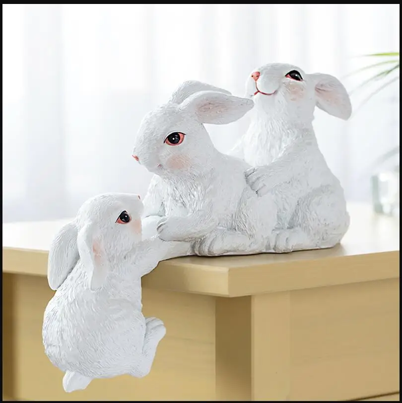 

European Resin Rabbit Decoration Ornaments Office Home Desktop Figurines Crafts TV Cabinet Hotel Table Sculpture Furnishing Art