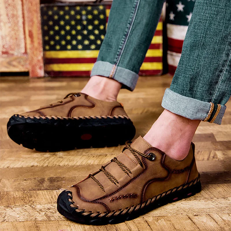 

2020 Spring Men Shoes Leather Men Casual Shoes Comfortable Footwear Non-slip Fashion Brand Male Shoes A871