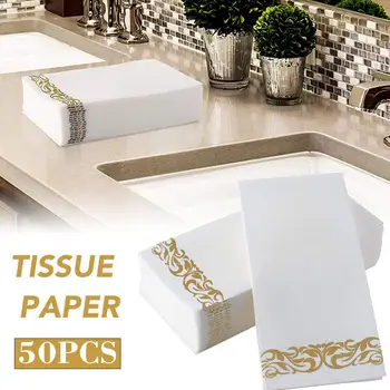 

50Pcs Napkins Hand Towels Excellent Softness And Absorbency Dust-free Disposable Tissue Paper Paper Towel For Any Occasion