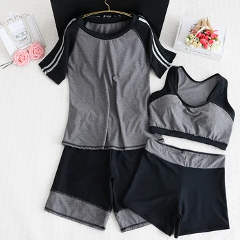 

STAERK sports separate swimsuit 4-piece women plus size bathing suit brazilian bikini beach wear Solid High Cut Summer Female