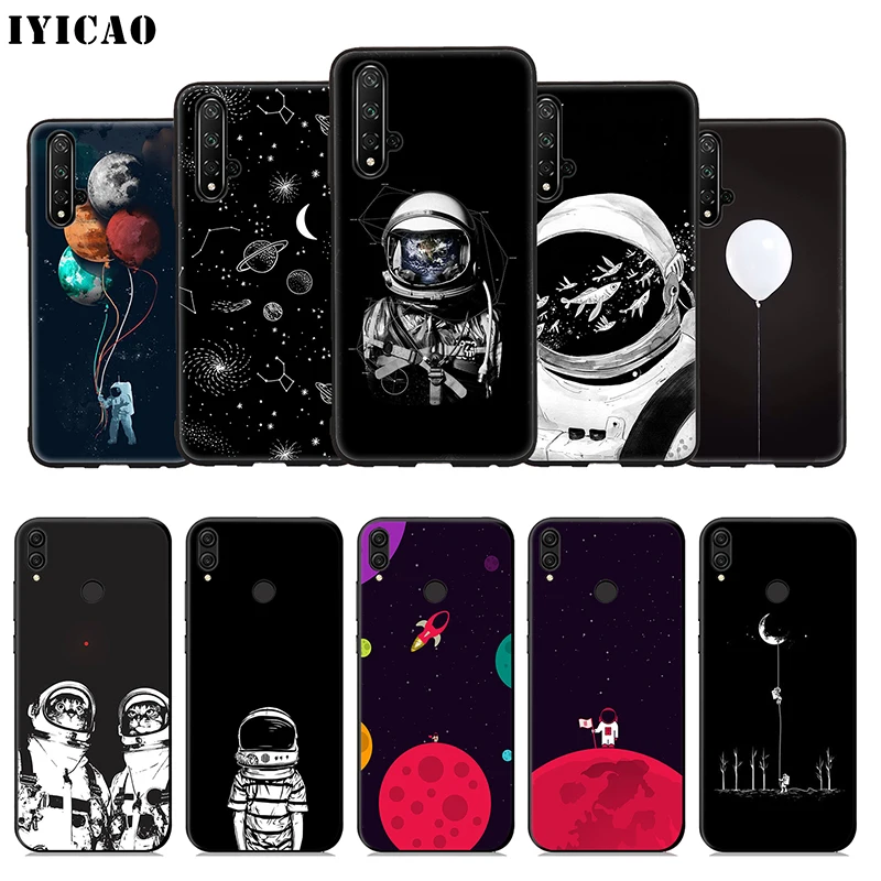 

IYICAO Space Astronaut Moon Soft Case for Huawei Honor 20 10 9X 9 8X 8C 8 7X 7A 6A Lite Pro View 20 Note 10 Phone Cover
