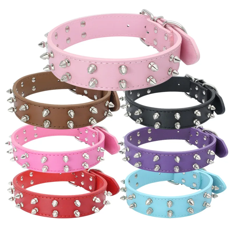

Spiked Studded Small Large Cat Collar Rivet Accessory Hond Neck Strap For Kitten Necklace Leather PU Pitbull BullCat Pet