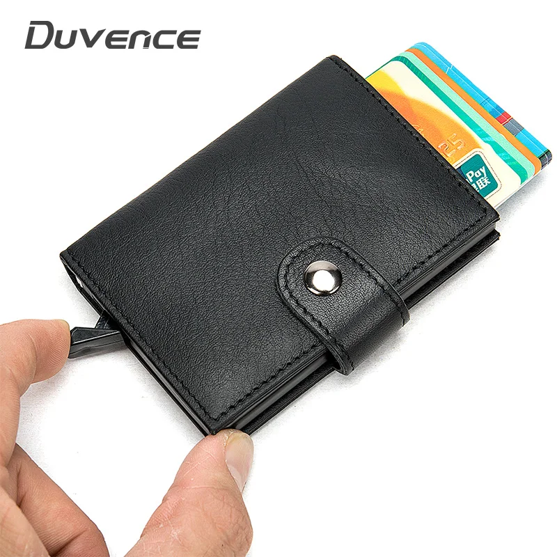 

RFID Men Wallet Genuine Leather Card Holder Purse for Male Wallets Black Card Holder Clutch Bag for Male Mini Hasp Men Wallet