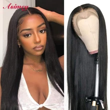 

Asimey 13×4X1 Transparent Lace Front Natural Color Straight WigS 180 Density 30 32 In Pre Plucked With Baby Hair For Black Women