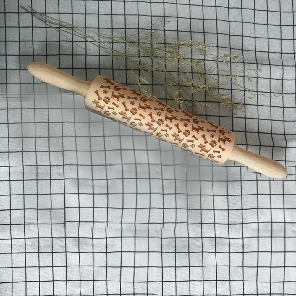 Бук, собака, кость, лазер, Embossment Rolling Pin, напечатанный тесто для печенья, помадка, кухонный инструмент, высокое качество