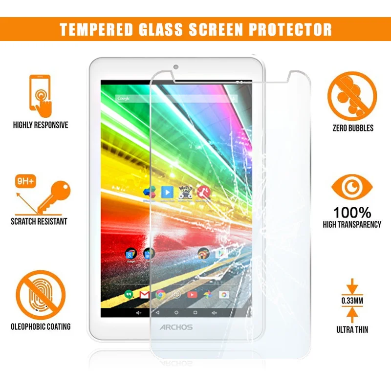 

Screen Protector for ARCHOS 70 Platinum Tablet Tempered Glass 9H Scratch Resistant Anti-fingerprint HD Clear Film Guard Cover