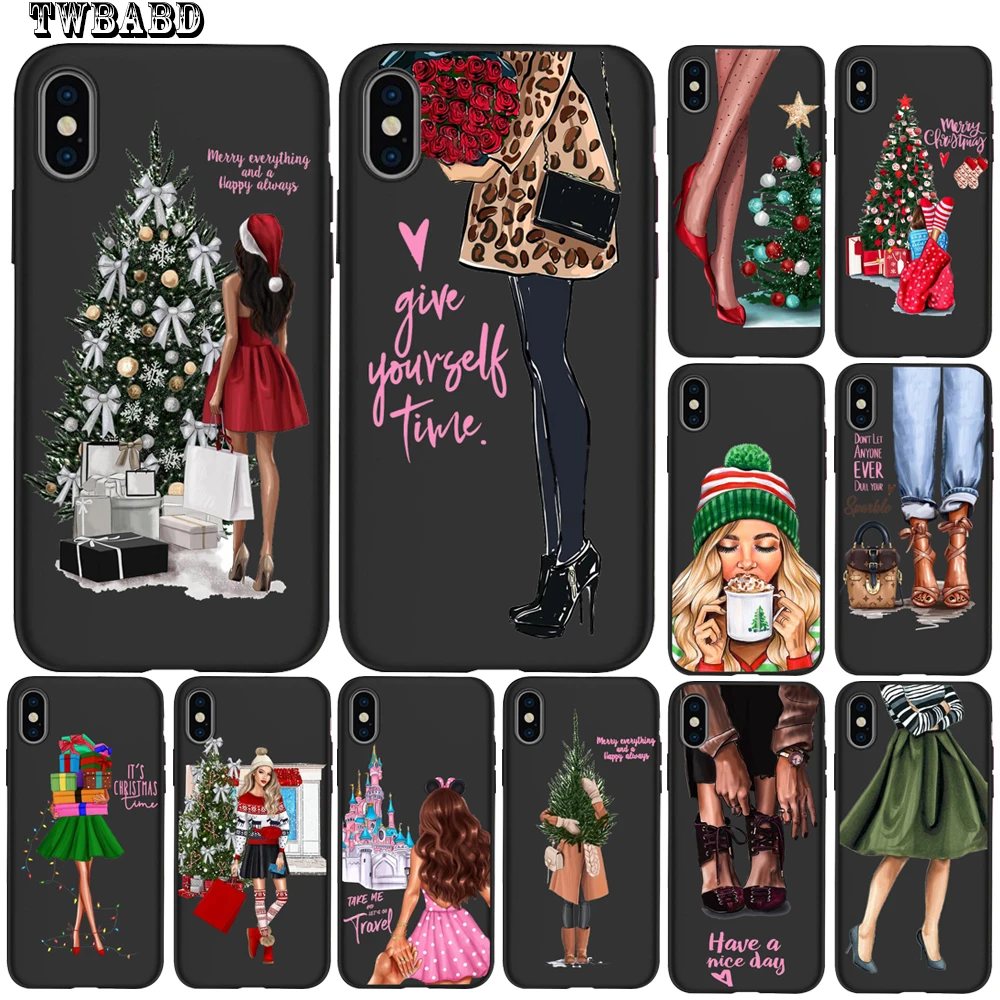 

For iphone 11 Pro Max Christmas tree Luxury Fashion girl Case for iphone 8 7 X XS Max XR 6 7 8 Plus 5S SE Cover Etui