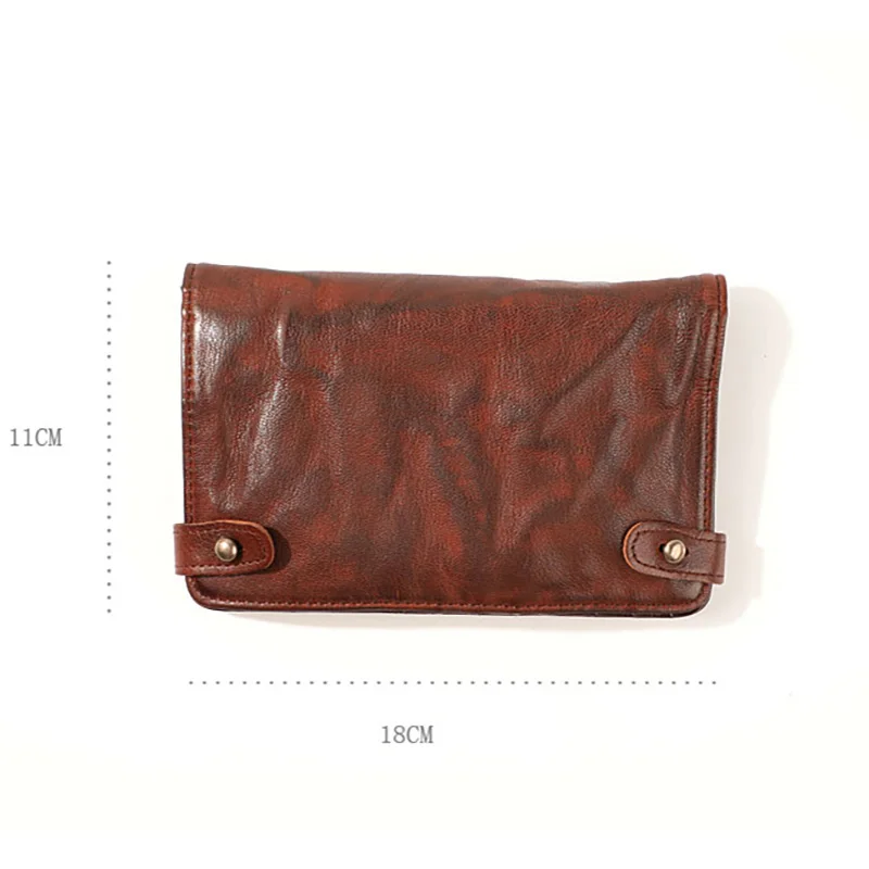 AETOO Vintage sheepskin purse, men's multi-card ticket clip, large-capacity leather cross-hand bag