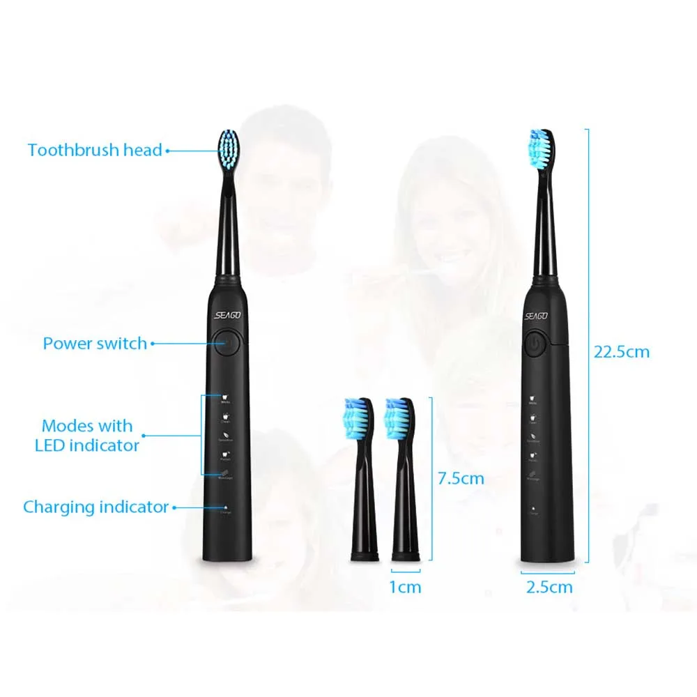 Electric Toothbrush Sonic Wave Rechargeable Top Quality Smart Chip Toothbrush Head Replaceable Whitening Healthy Best Gift ! Electric Toothbrush Sonic Wave Rechargeable Top Quality Smart Chip Toothbrush Head Replaceable Whitening Healthy Best Gift !