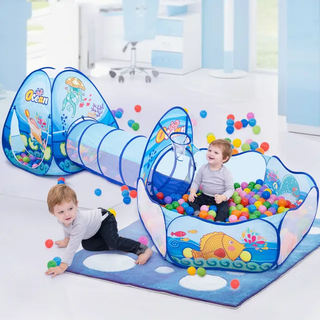 3 In 1 Children Ball Pit Baby Ballon Playpen Portable Kids Tent Ball Pool with Crawling Tunnel Kid Basketball Pool Ballenbak 3