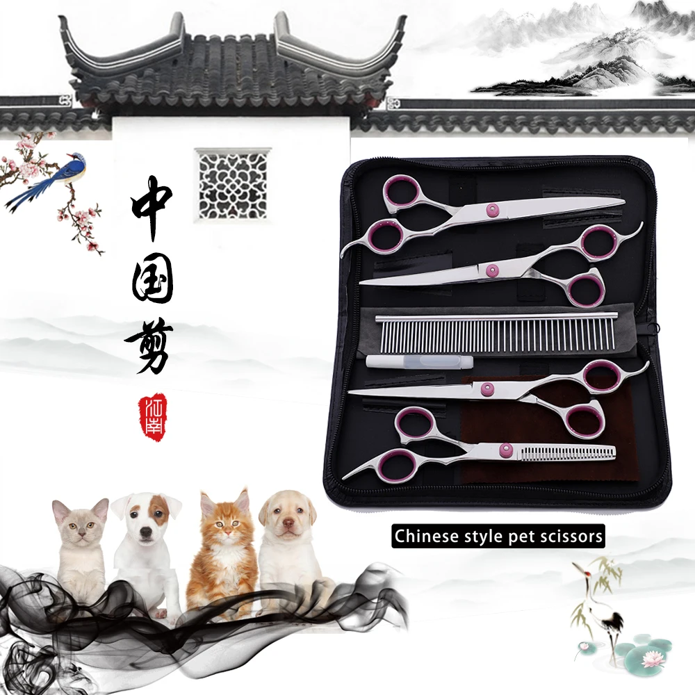 

5PCS/Set 6 Inch Professional Salon Barber Scissors Hairdressing Shears Haircut Tool Kit with Comb for Pet Grooming Hair Styling
