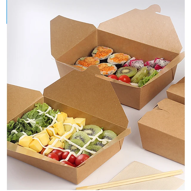 Kraft Paper Packaging Tableware  Disposable Tableware Lunch Box - Lunch  Box Material - Aliexpress