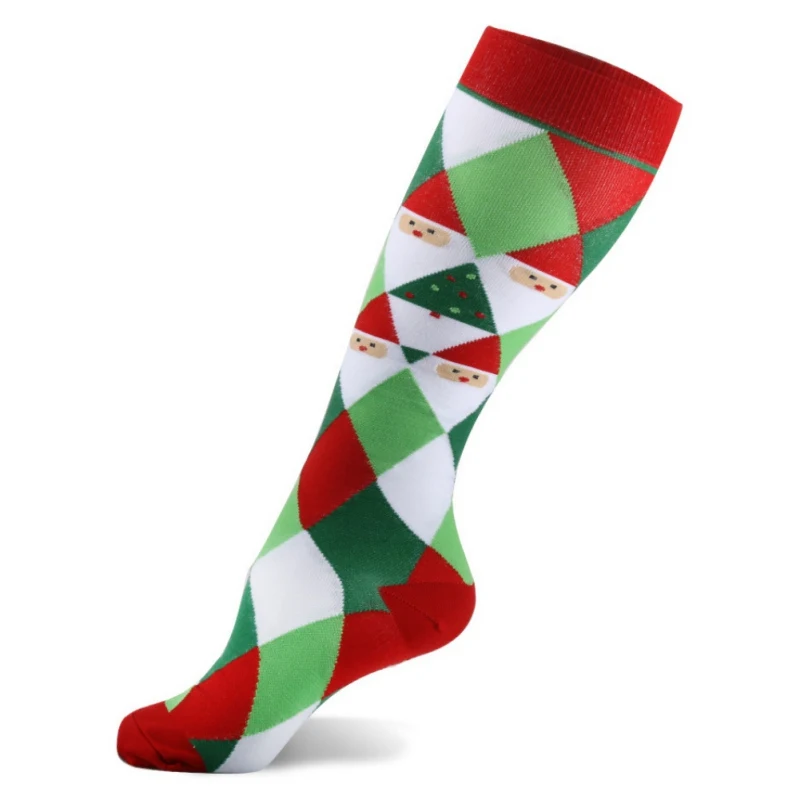 Мужские и женские рождественские чулки, повседневные компрессионные длинные носки, Стрейчевые уличные забавные эластичные чулки с изображением теленка ZX00 - Цвет: A