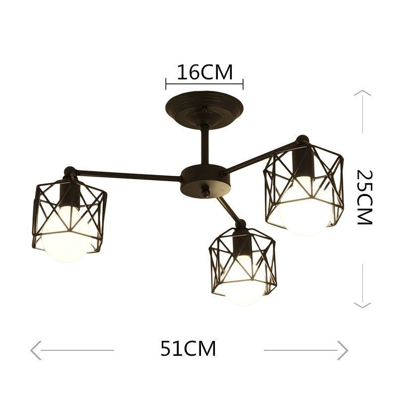 American Industrial Chandelier Modern Iron Black Chandelier Lighting E27 Bulb Livingroom Bedroom Hanging Lights Lustre Luminaria - Цвет абажура: 1836-3light
