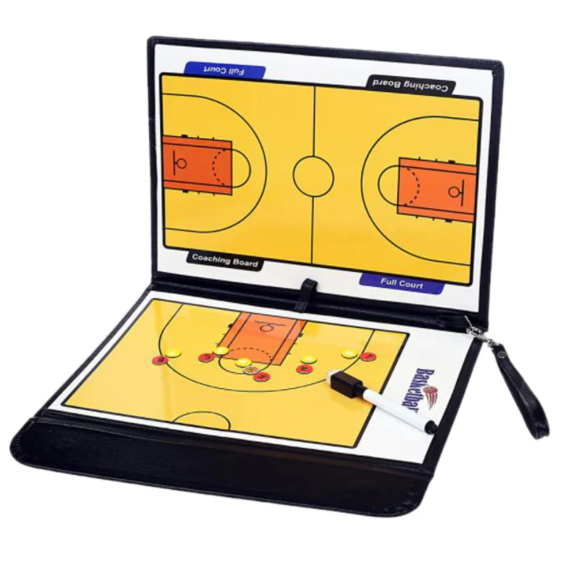 

High-Grade Magnetic Leather Basketball Training Board, Three-Fold Coach Teaching Board, Magnetic Stylus