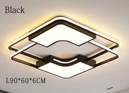 Современная светодиодная люстра с дистанционным управлением, акриловая алюминиевая Люстра для гостиной, столовой, спальни, домашняя люстра, потолочные светильники - Цвет абажура: Black 90CM