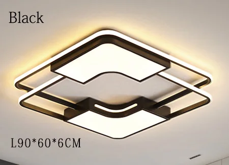 Black 90CM Современная светодиодная люстра с дистанционным управлением, акриловая алюминиевая Люстра для гостиной, столовой, спальни, домашняя люстра, потолочные светильники - Цвет абажура: Black 90CM