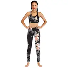 Женский модный комплект одежды для фитнеса, бюстгальтер с узором, штаны, 2 штуки, Набор насадок, спортивный, Повседневный, все сезоны