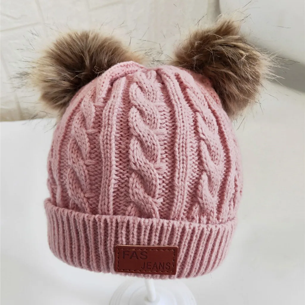 Детская зимняя шапка для маленьких мальчиков и девочек; теплые зимние шапки для малышей; модная однотонная шерстяная теплая вязаная шапка для От 6 месяцев до 3 лет