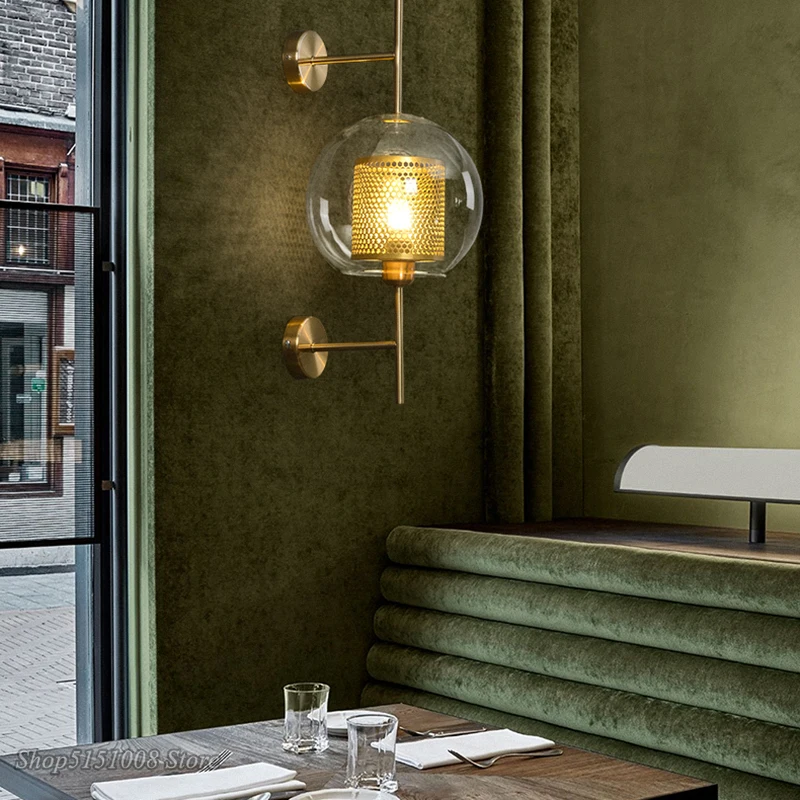 Post Modern Wall Lamp Loft Led Glass Wall Sconce Dining Room Industrial Decor Kitchen Loft Wall Light Fixtures Wall Luminaria