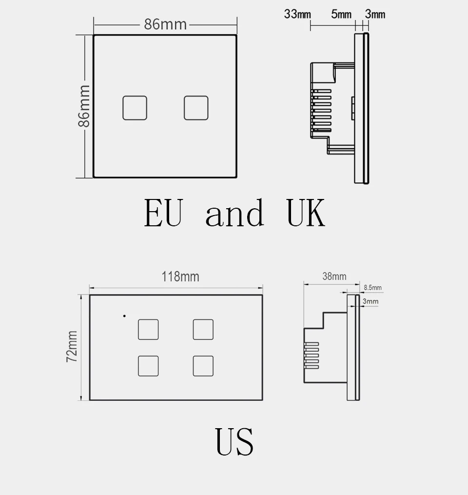  Touch Switch LED light switch Smart Light Wall interruptor 2 way 1/2/3/4 Gang wifi 220v EU UK Stand - 32942779992