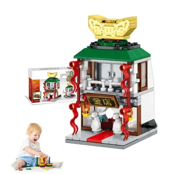 

Chinese Style Mu 3d Puzzle Chinatown Street View Architecture, Building Blocks Technic Diy Toy Assemble Jigsaw Toys Gift For Chi