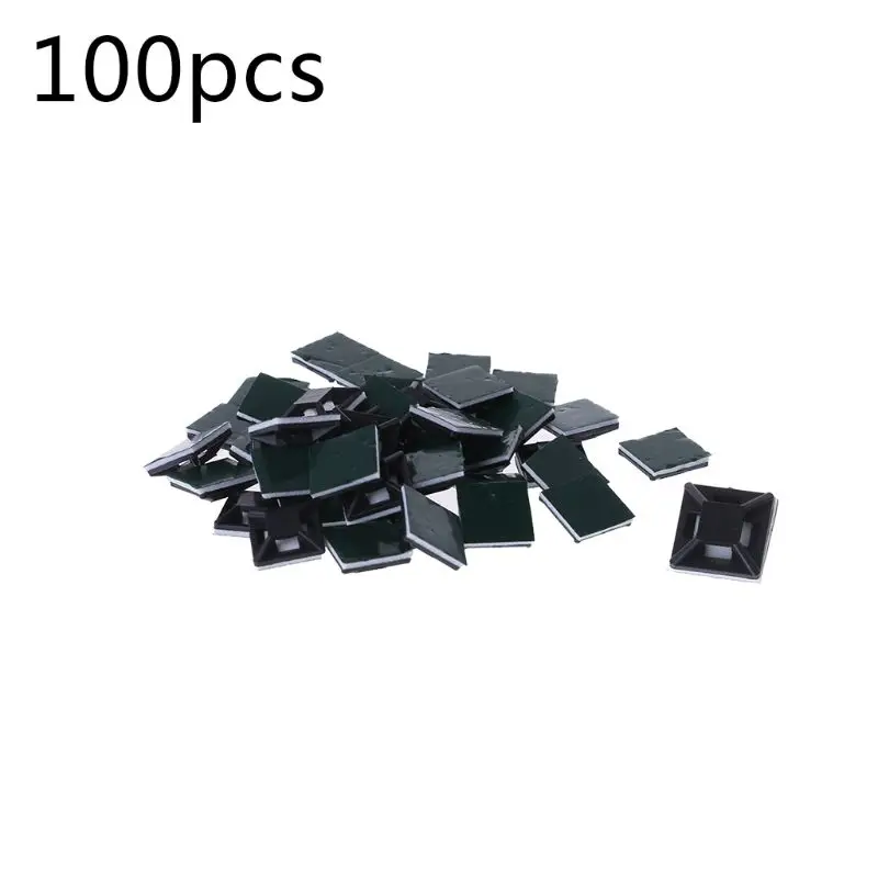 100Pcs/set Zip Tie Adhesive-Backed Mounts 100 Pack By Professional-Grade Black Cable Tie Bases dropshipping