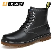 Fashion Black Men Snow Boots With Fur High Top Single Tooling Shoes Genuine Leather Winter Boots Men Ankle Boots Plus Size 38-47