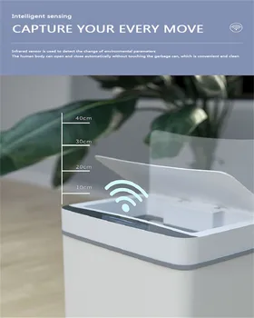 

Smart Trash Can 12L Automatic Induction Power Saving Silent Closing Slow Down Waste Bin Big Capacity
