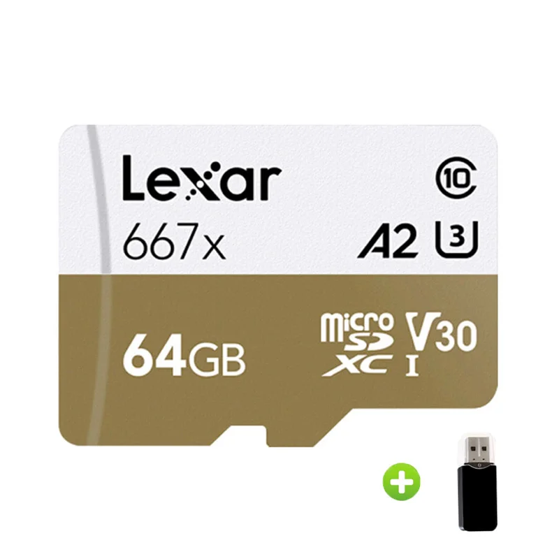 Lexar 64GB карта Micro SD карта 128 ГБ 256 667x слот для карт памяти 100 МБ/с. C10 TF карта флэш-накопитель для смартфона - Емкость: 64GB-Card Reader