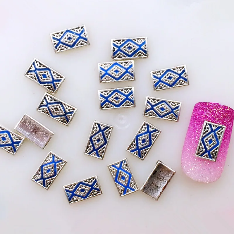 20pcs/pack metal nail art painting oil rectangle sun flower 3d jewelry gel nails sticker decoration art tools