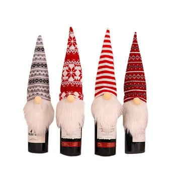 

Christmas Wine Bottle Cover Cute Gnome Wine Bottle Toppers Dinner Table Decoration for Home