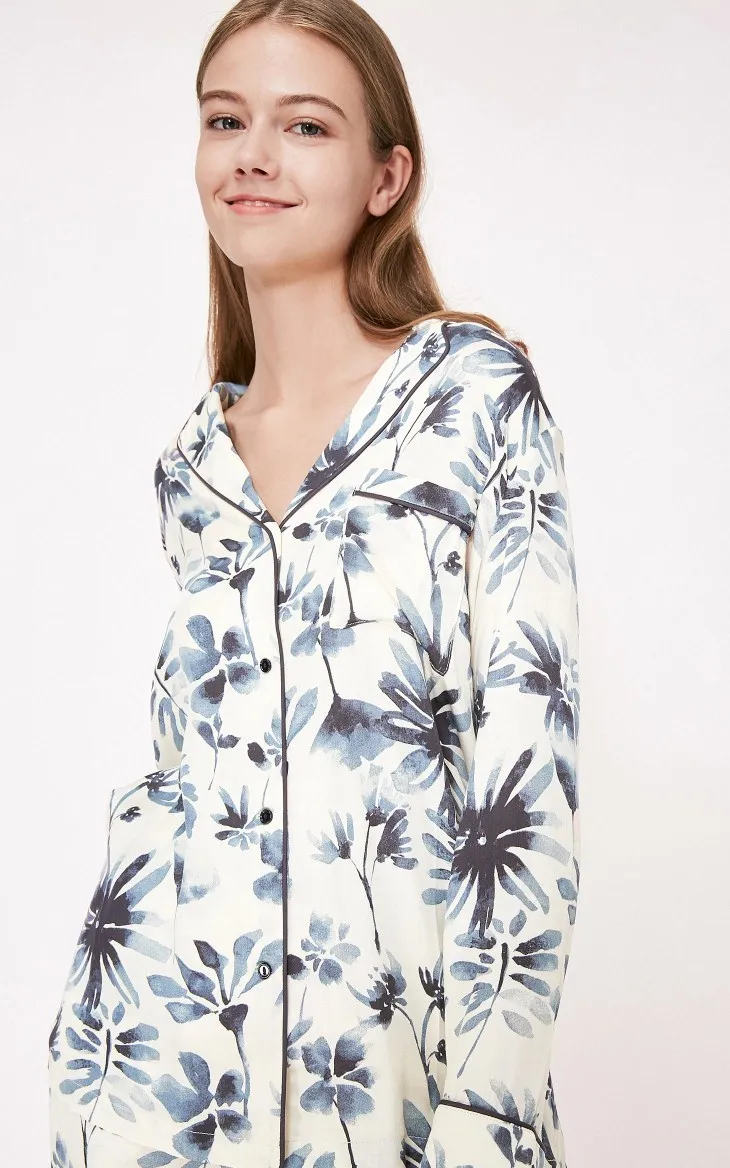 Vero Moda новые женские топы с чернильным принтом и отложным воротником с декоративным карманом для дома | 3192P9503