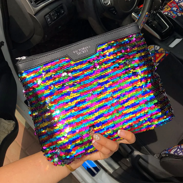 Make- up bag, large- capacity bag, simple, portable wash bag, sequin change, mobile phone bag