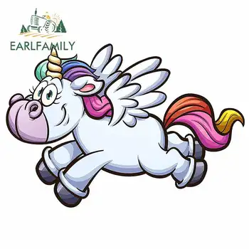 

EARLFAMILY 13cm x 8.9cm Flying Unicorn Cartoon Car Truck Decal Anime Graphics Car Stickers Vinyl Material Graffiti Car Styling