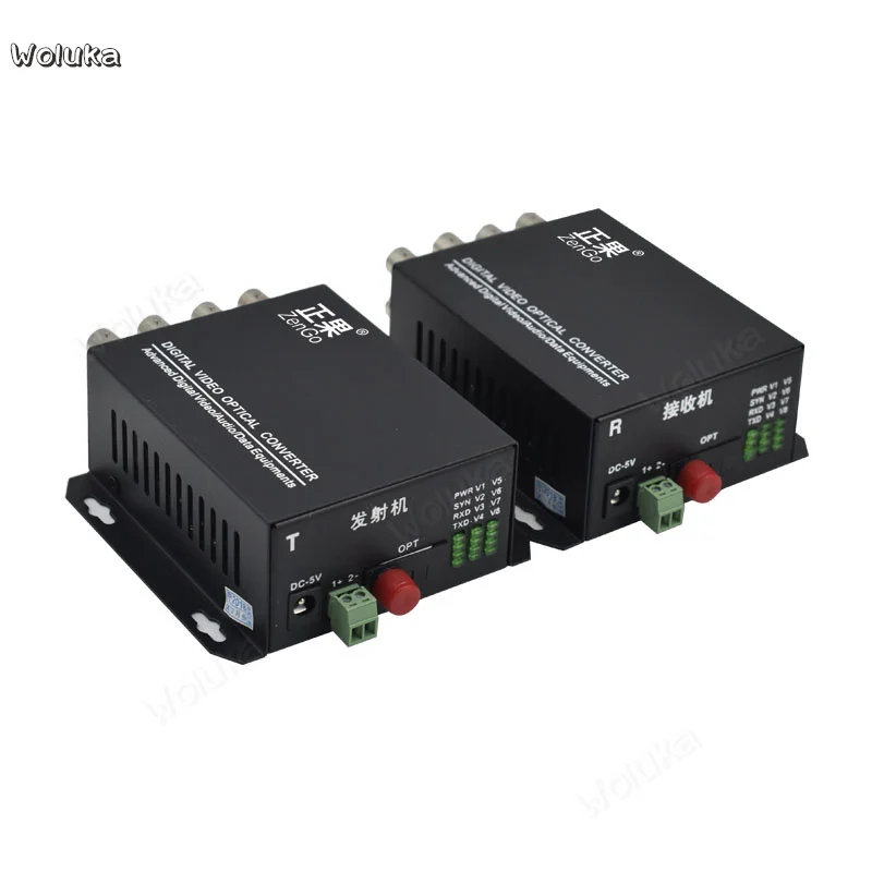 Optical transceiver 8 channel video with one way reverse data cell monitoring analog digital fiber converter CD50 W02