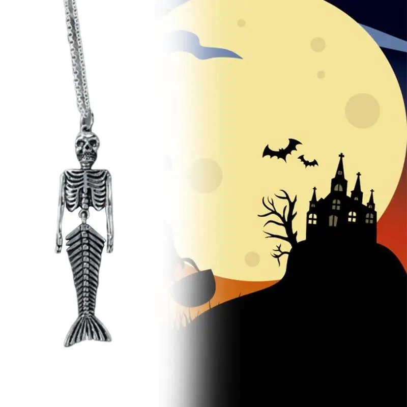Halloween Gift Car Mermaid Keychain Automobile Keyring Bag Hanging Charms Clothing Pendant Tibetan Silver Alloy Necklace Jewelry
