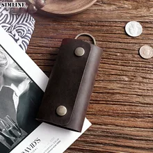 Натуральная кожа, Автомобильный ключ, кошелек, держатель для мужчин, мужской, Винтаж, Crazy Horse, Воловья кожа, маленькие кошельки для ключей, сумка, чехол, органайзер, ключница